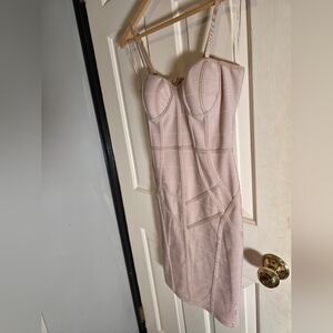 Haute Monde Woman’s Built In Bra Pullover Pink Back Zip Dress Size Medium